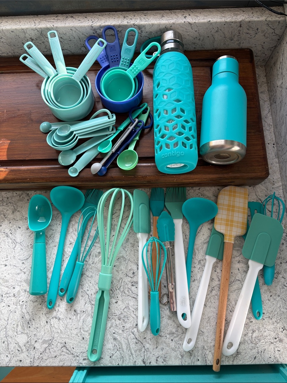 Aqua Silicone Kitchen Utensil Set - Durable Nonstick Cooking Tools